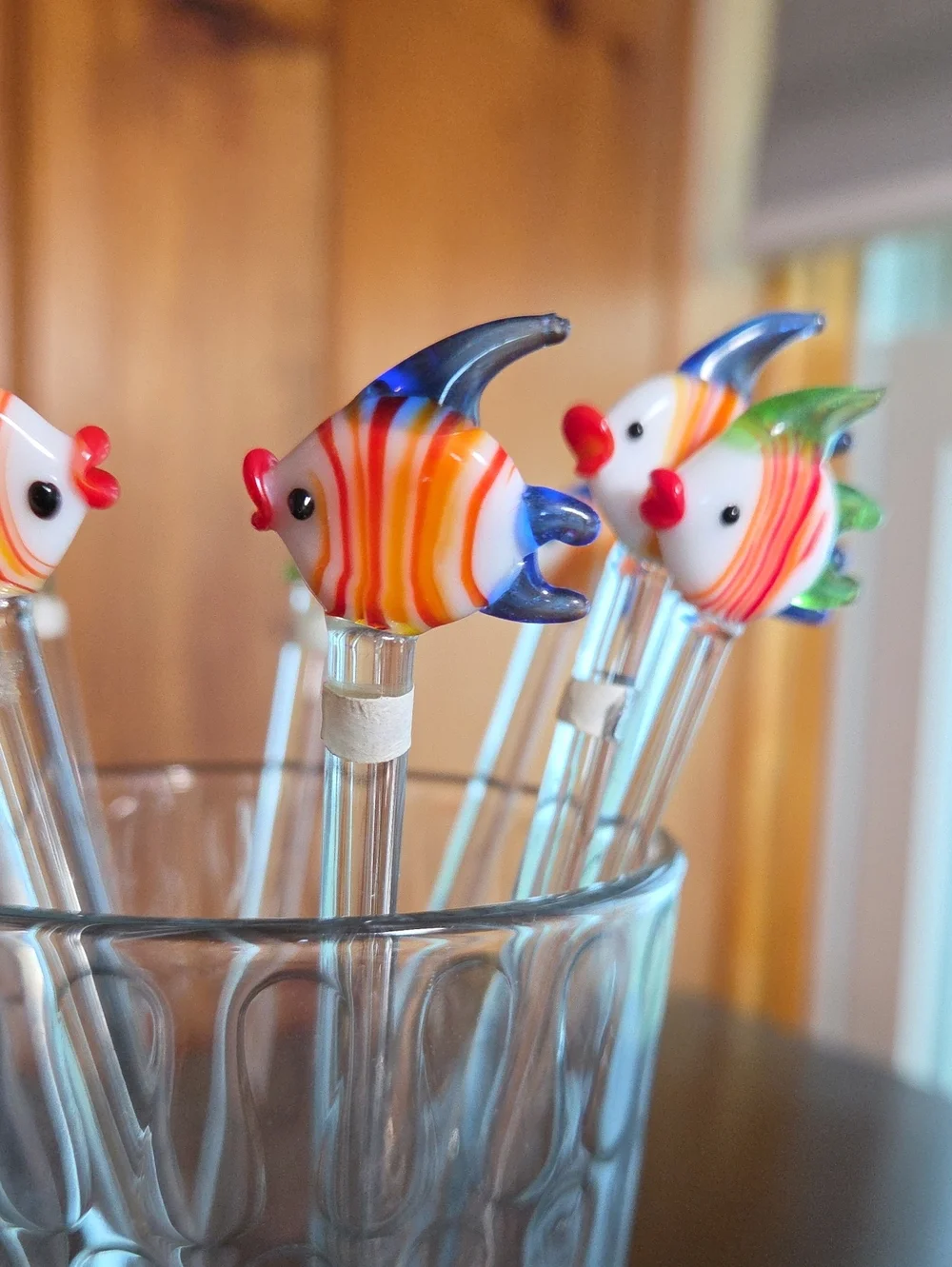 Glass Fish Drink Stirrers Set Of Ten